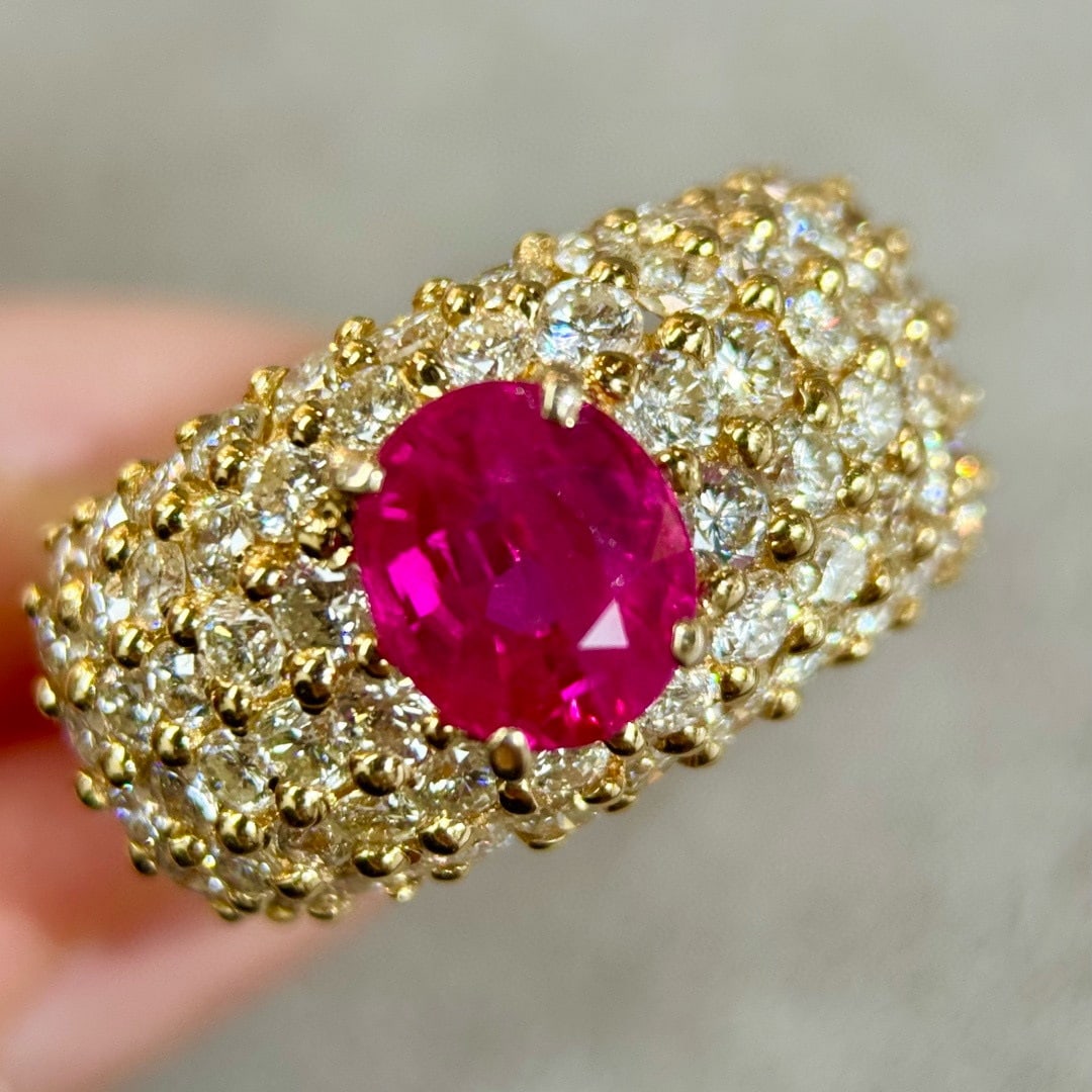 14k Gold 4.61 Ctw Natural Ruby & Diamond Ring - 8