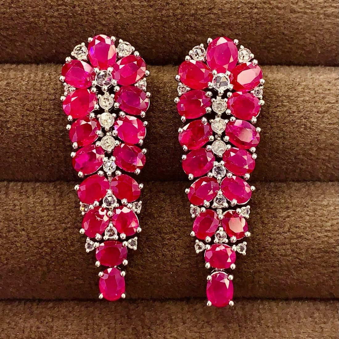 14k Gold 8.87 Ct Natural Ruby & Sapphire Earrings - 2