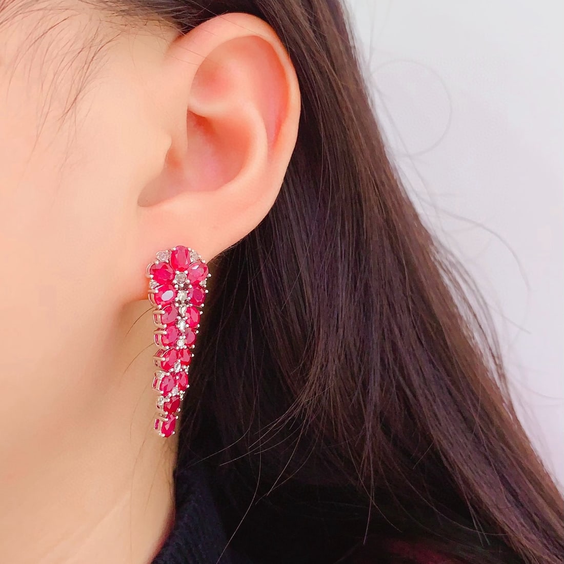 14k Gold 8.87 Ct Natural Ruby & Sapphire Earrings - 6