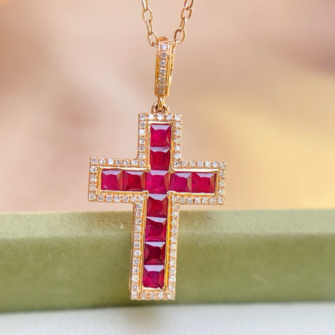 14k Gold 1.30 Ct Natural Ruby & Diamond Pendant( Without Chain ) - 4