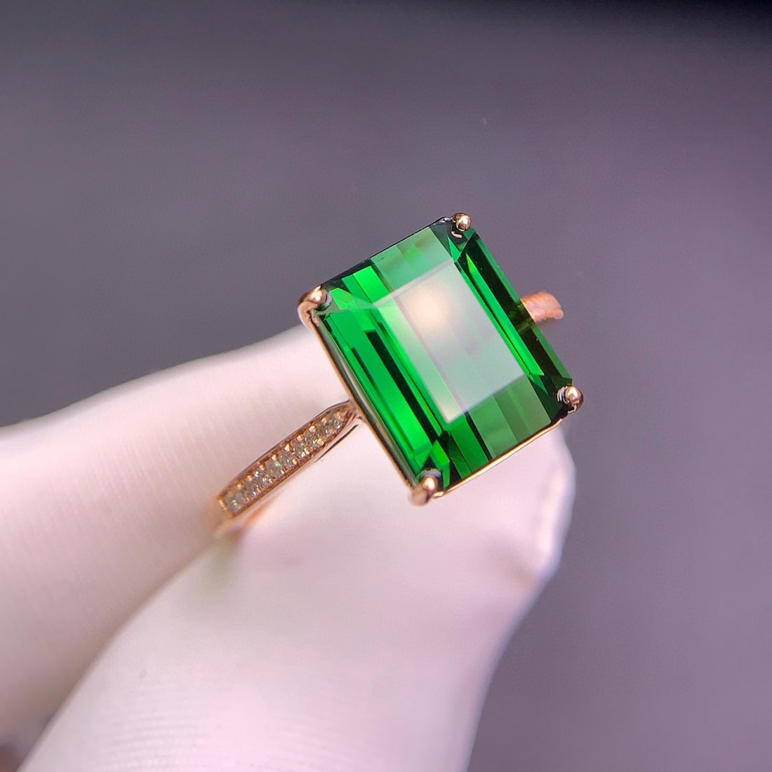 14k Gold 4.2 Ct Natural Tourmaline & Diamond Ring - 8