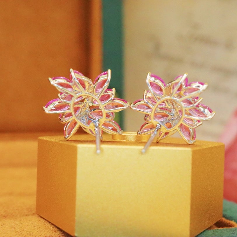 14k Gold 4.75 Ctw Natural Sapphire & Diamond Earrings - 5