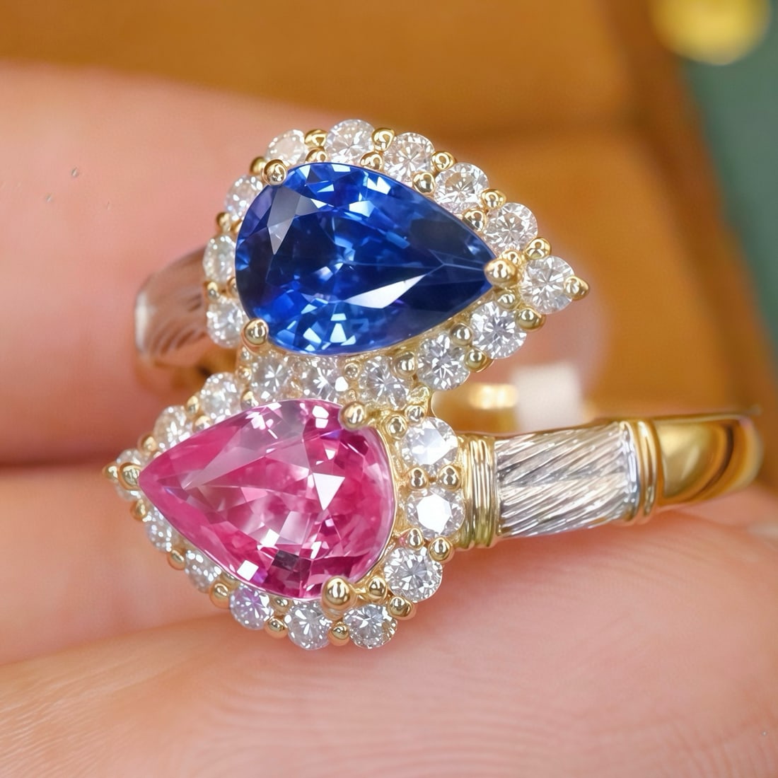 14k Gold 2.21 Ctw Natural Sapphire & Diamond Ring - 2