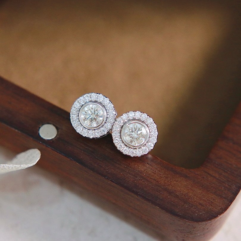 14k Gold 0.36 Ct Natural H Diamond Earrings - 2