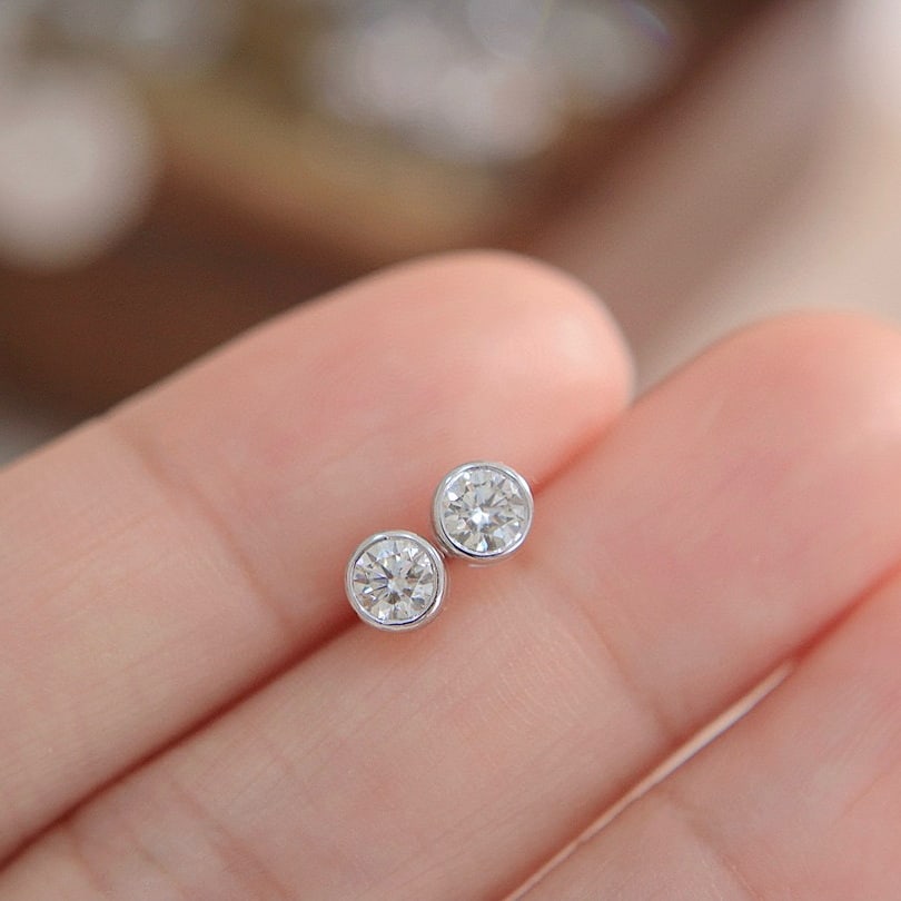 14k Gold 0.36 Ct Natural H Diamond Earrings - 3