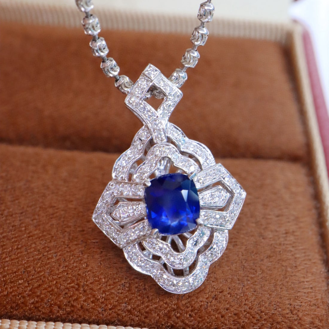 14k Gold 1.38 Ctw Natural Sapphire & Diamond Pendant( Without Chain ) - 3