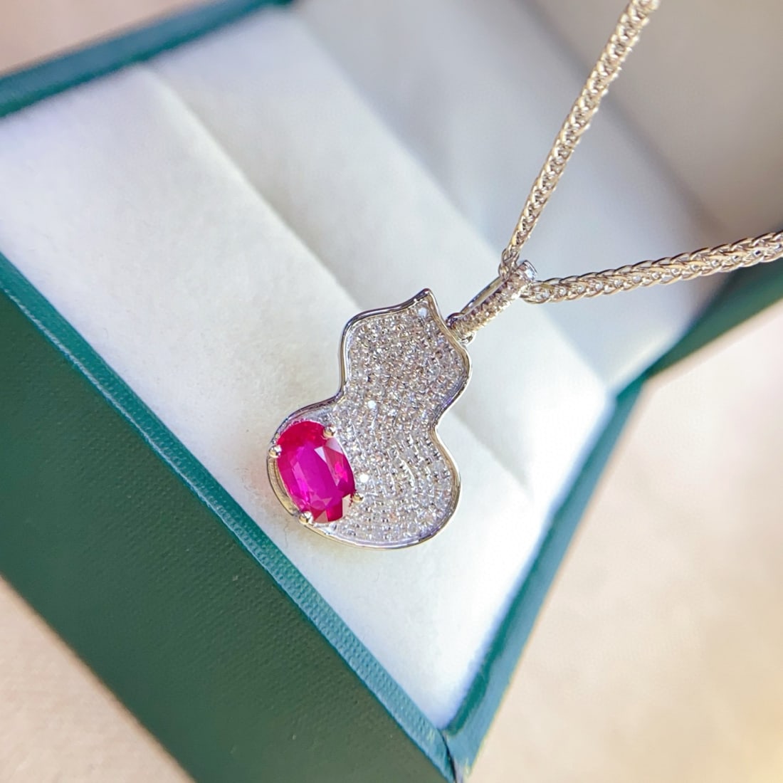 14k Gold 0.55 Ct Natural Ruby & Diamond Pendant( Without Chain ) - 4