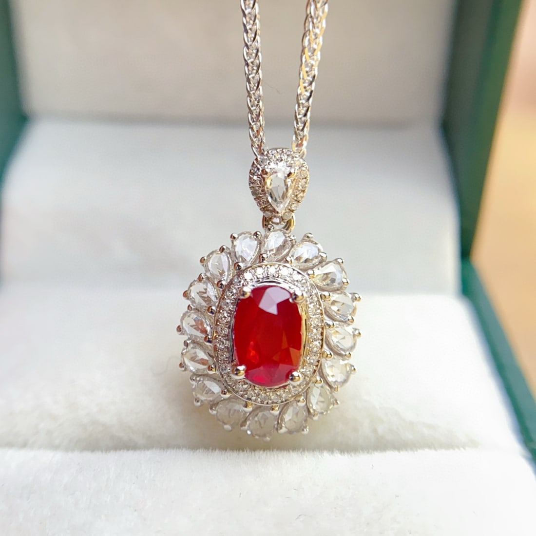 14k Gold 1.10 Ct Natural Ruby & Sapphire & Diamond Pendant( Without Chain ) - 5