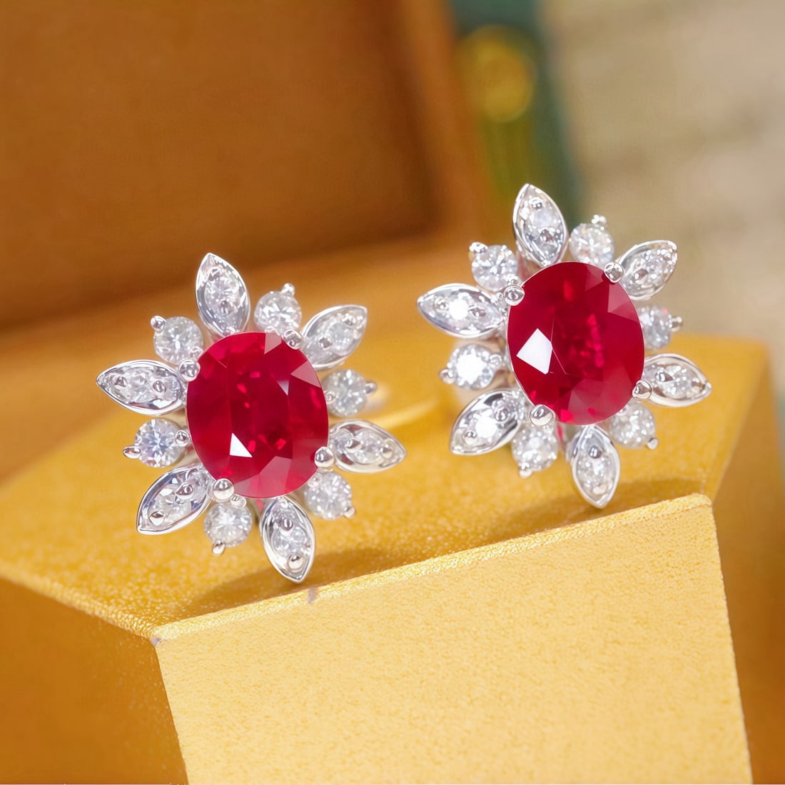 14k Gold 1.41 Ctw Natural Ruby & Diamond Earrings - 2