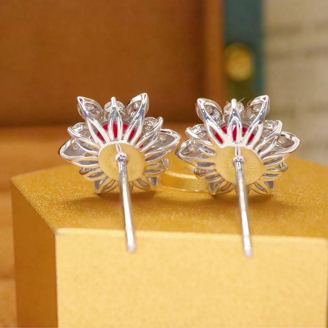 14k Gold 1.41 Ctw Natural Ruby & Diamond Earrings - 4