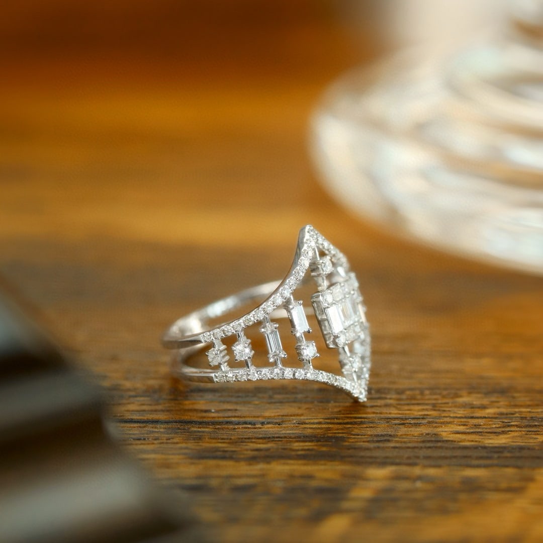 14k Gold 0.60 Ct Natural H Diamond Ring - 2