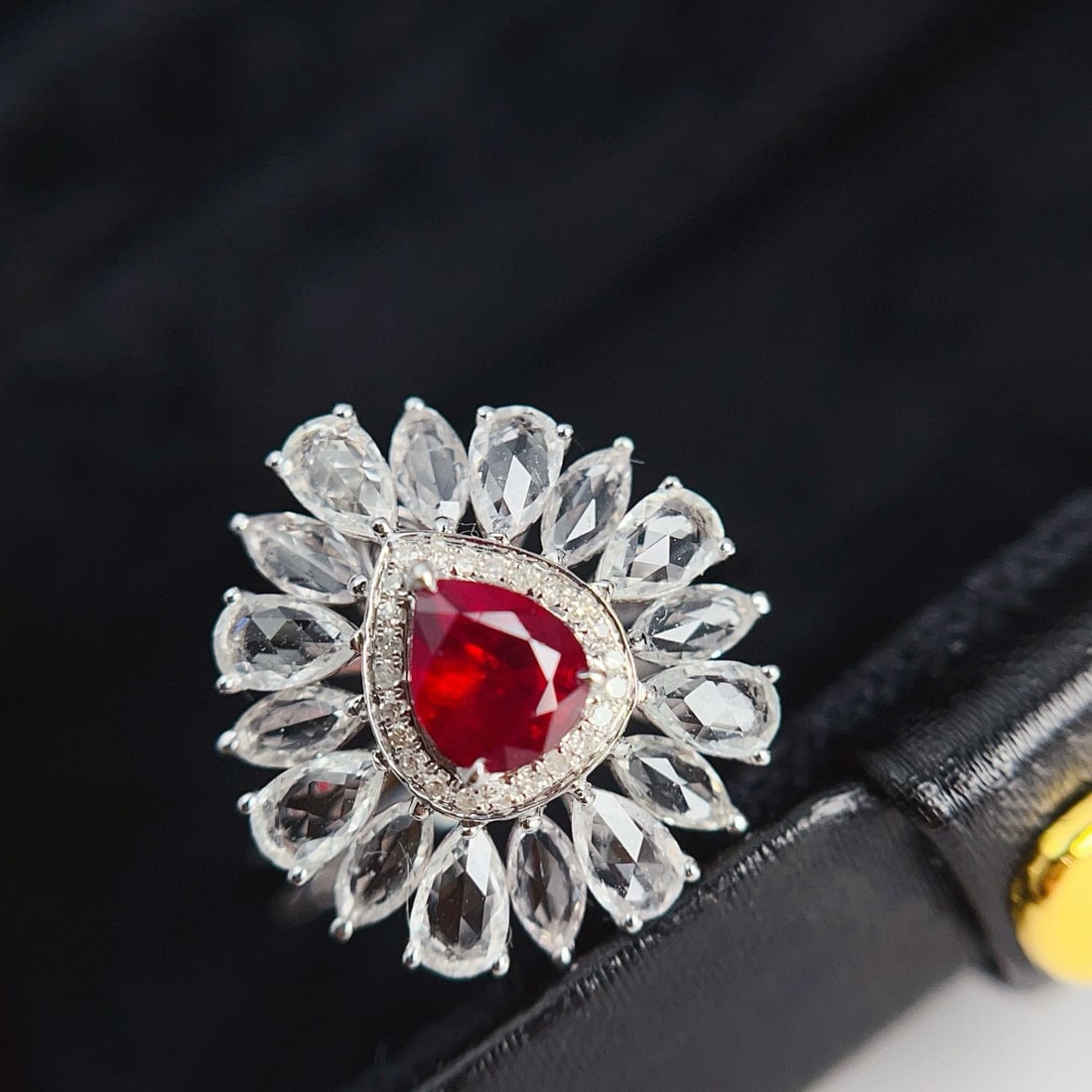 14k Gold 0.65 Ct Vivid Red Natural Ruby & Diamond & Sapphire Ring/pendant( Without Chain ) - 3