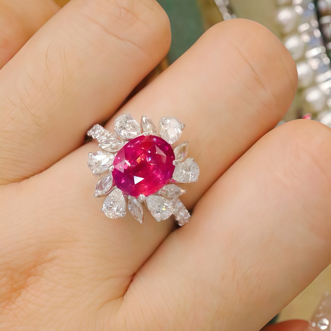 14k Gold 3.37 Ctw Natural Padparadscha Sapphire & Diamond Ring - 5