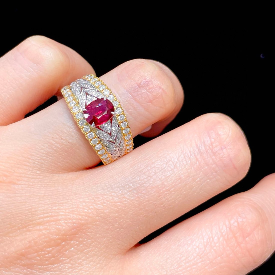 14k Gold 1 Ct Natural Ruby & Diamond Ring - 3