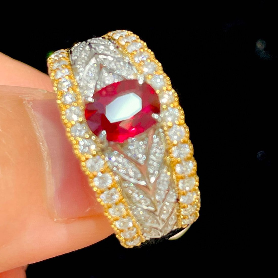 14k Gold 1 Ct Natural Ruby & Diamond Ring - 4