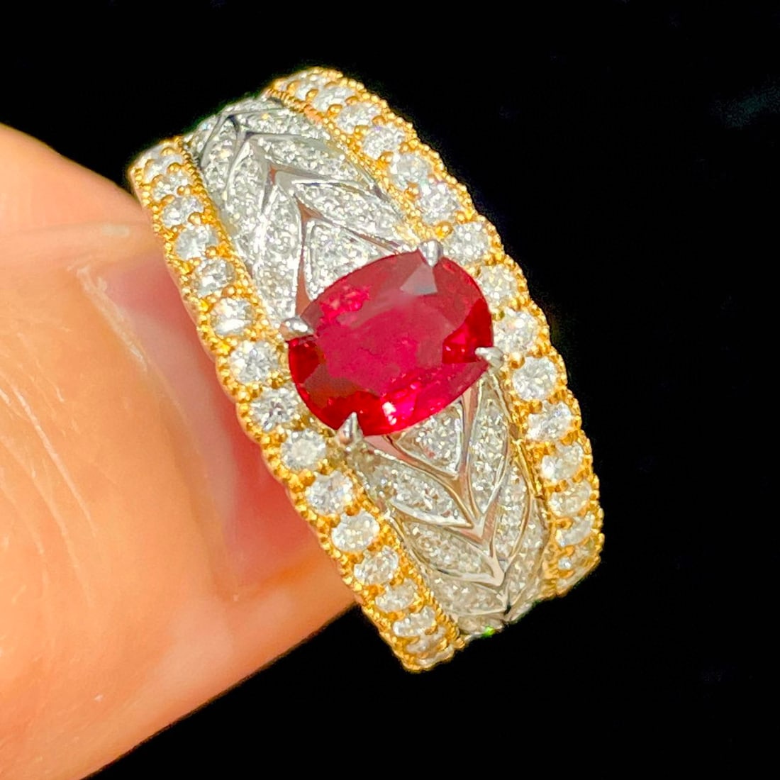 14k Gold 1 Ct Natural Ruby & Diamond Ring - 6