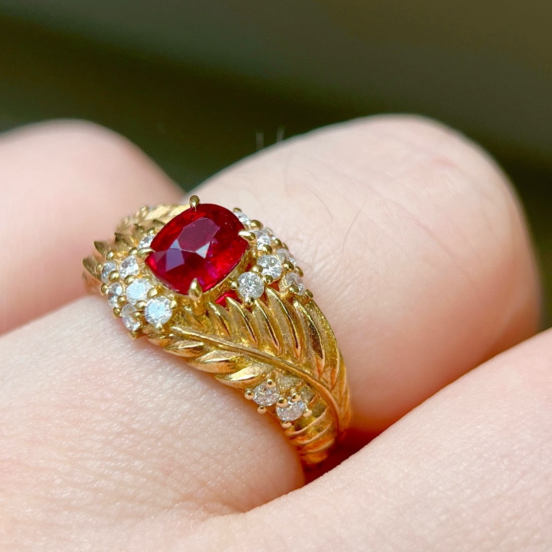 14k Gold 1.41 Ctw Natural Ruby & Diamond Ring - 5