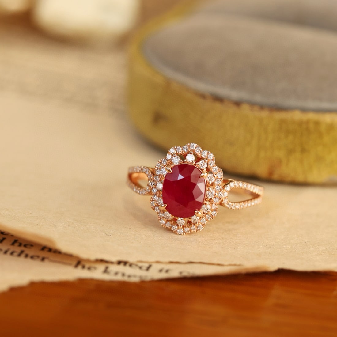 14k Gold 2.49 Ctw Natural Ruby & Diamond Ring (1 of 8)