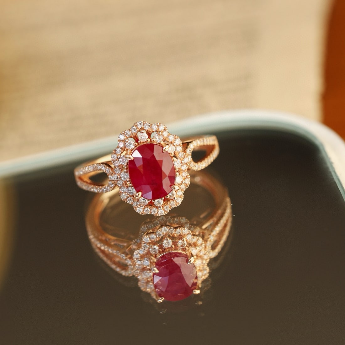 14k Gold 2.49 Ctw Natural Ruby & Diamond Ring - 6