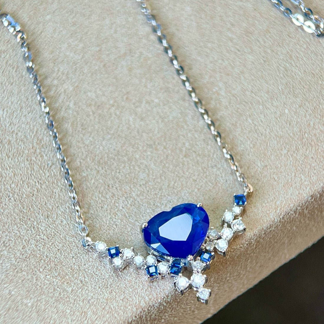 14k Gold 3.02 Ctw Natural Sapphire & Diamond Necklace - 3