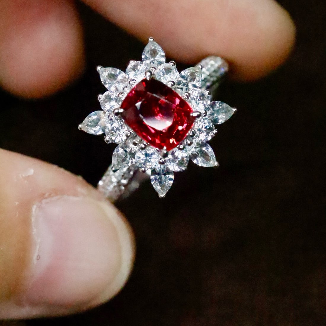 14k Gold 1.2 Ctw Natural Spinel & Diamond Ring - 5