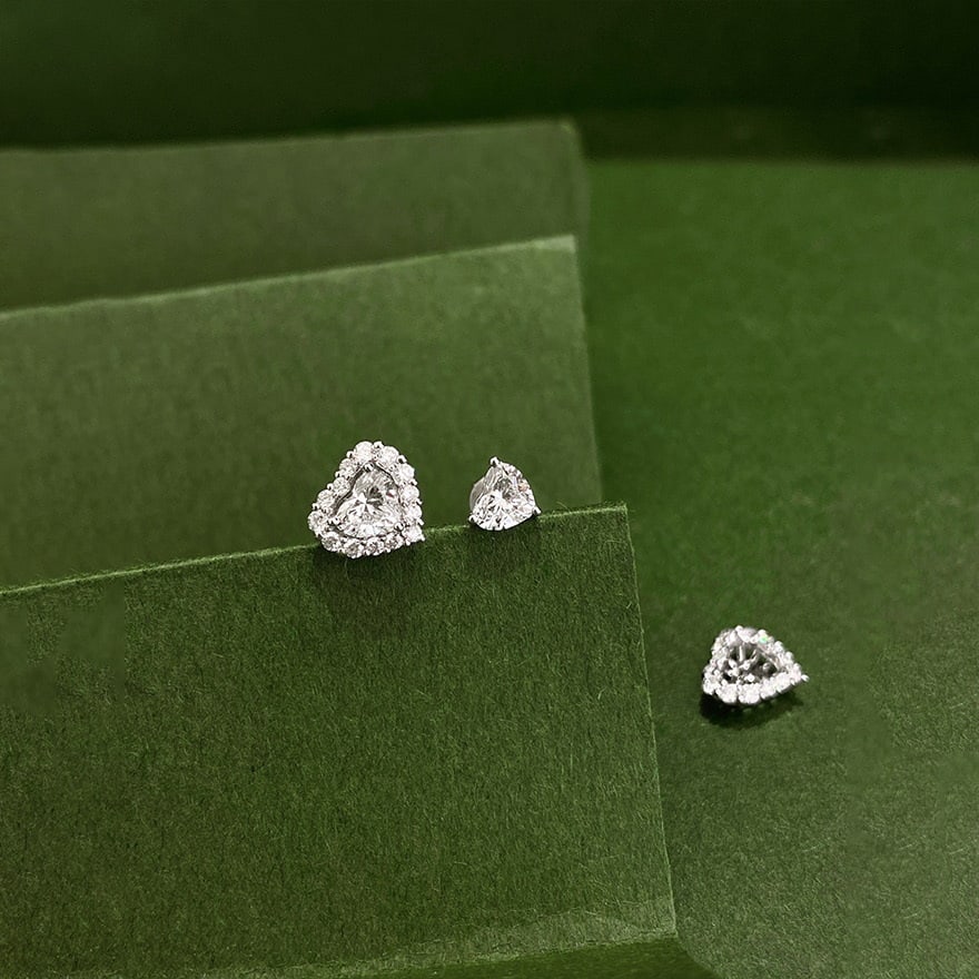 Gia Certified 14k Gold 0.30 Ct Natural H Vs2 Heart Diamond Earrings - 2