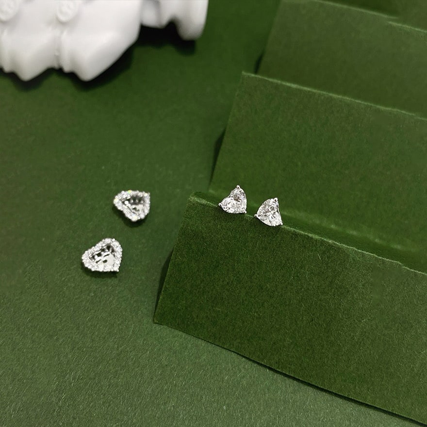 Gia Certified 14k Gold 0.30 Ct Natural H Vs2 Heart Diamond Earrings - 3
