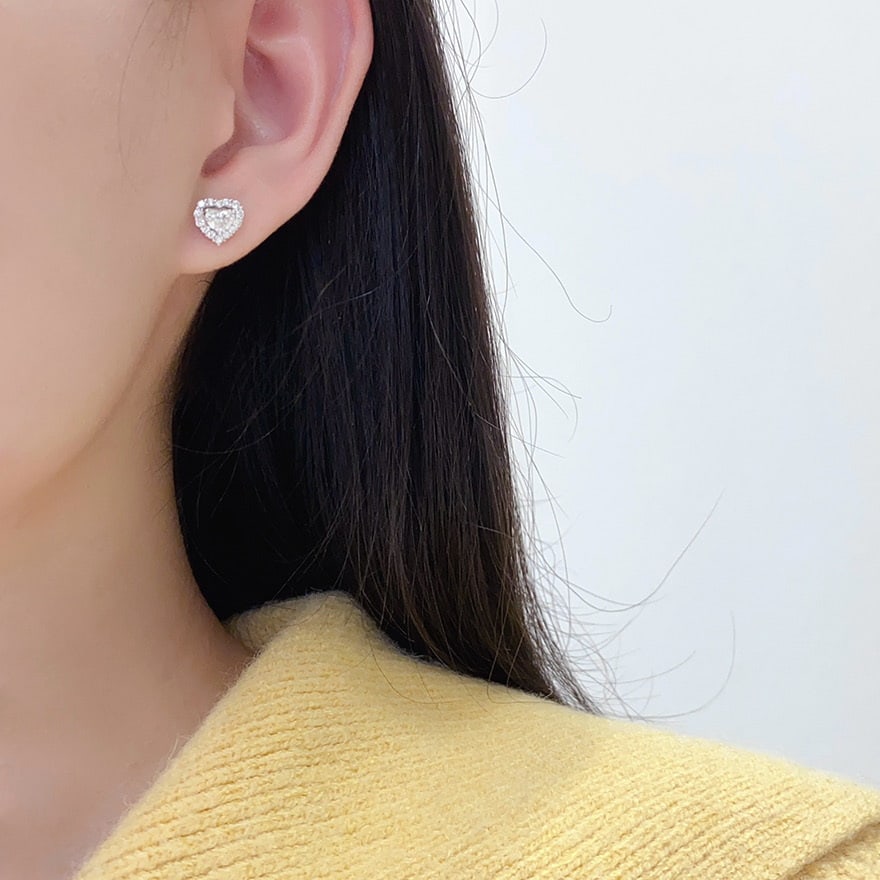 Gia Certified 14k Gold 0.30 Ct Natural H Vs2 Heart Diamond Earrings - 5