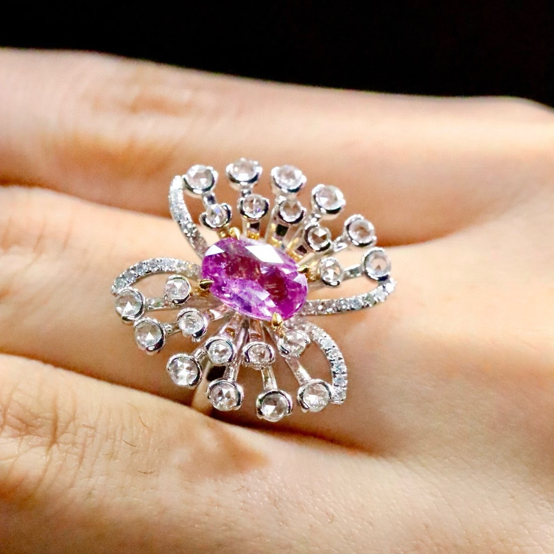 14k Gold 2.14 Ctw Natural Sapphire & Diamond Ring - 6