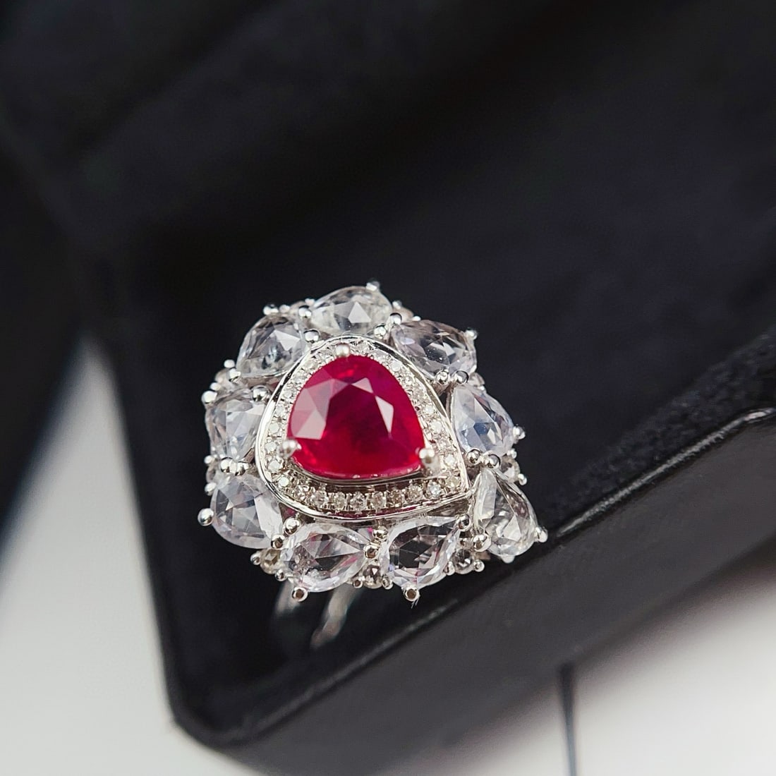 14k Gold 1.15 Ct Vivid Red Natural Ruby & Diamond & Sapphire Ring/pendant( Without Chain ) - 2