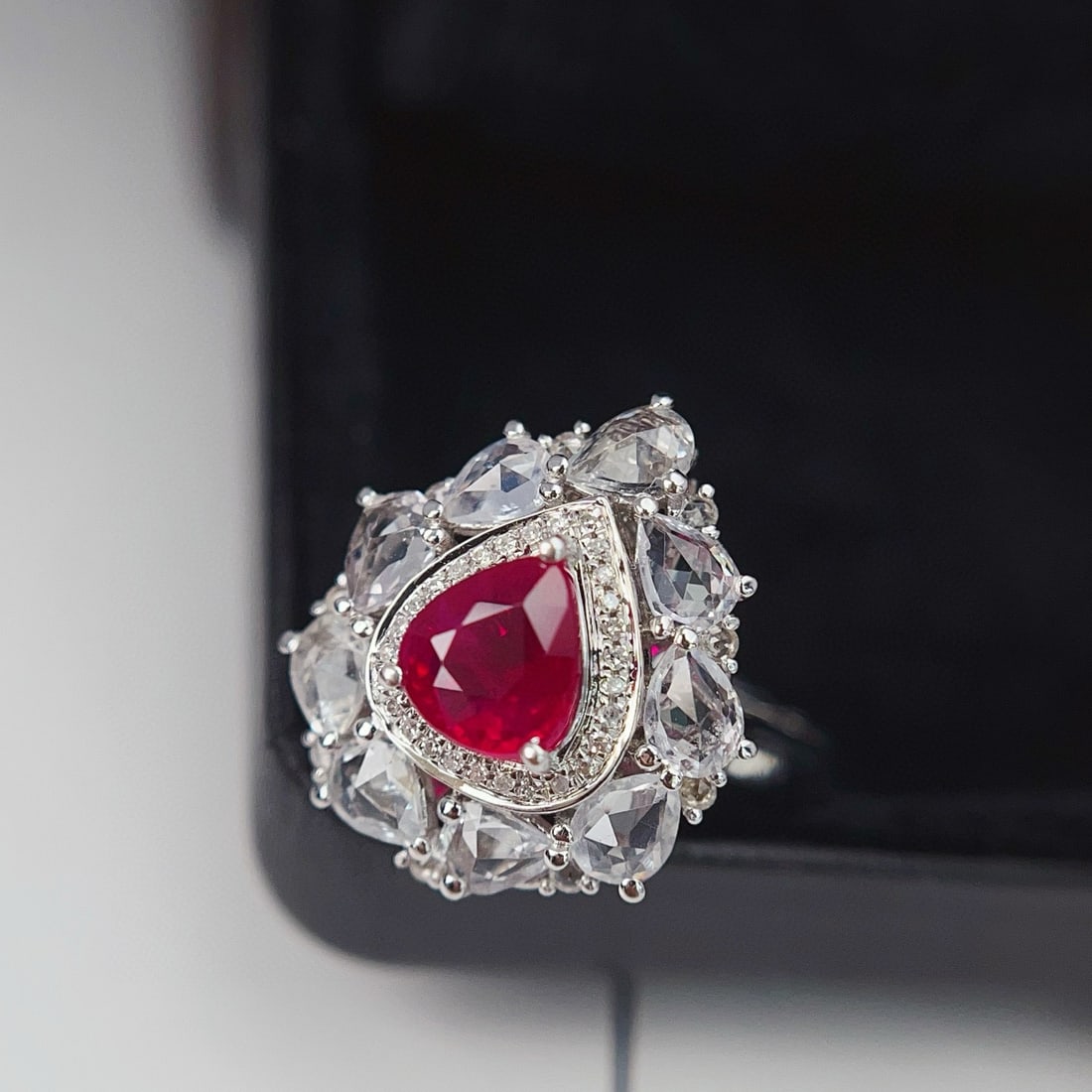 14k Gold 1.15 Ct Vivid Red Natural Ruby & Diamond & Sapphire Ring/pendant( Without Chain ) - 3