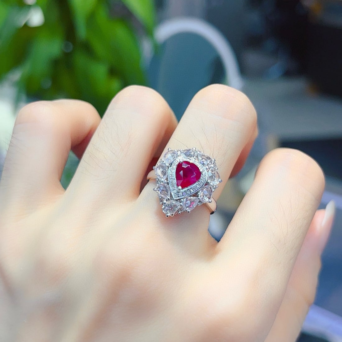 14k Gold 1.15 Ct Vivid Red Natural Ruby & Diamond & Sapphire Ring/pendant( Without Chain ) - 6