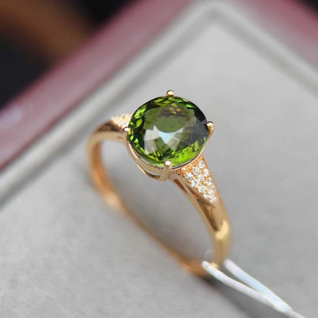 14k Gold 2.3 Ct Natural Tourmaline & Diamond Ring - 4
