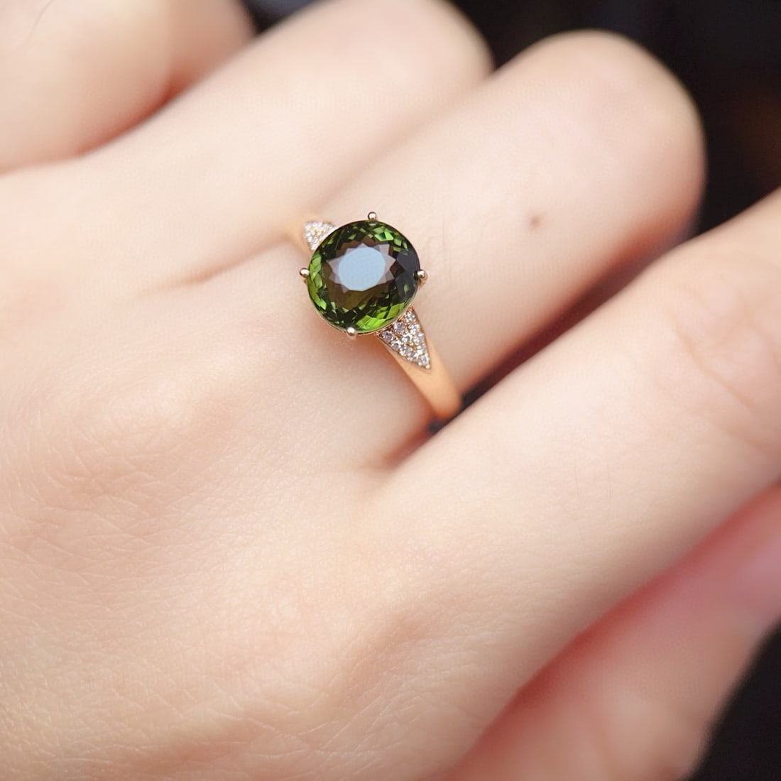 14k Gold 2.3 Ct Natural Tourmaline & Diamond Ring - 6