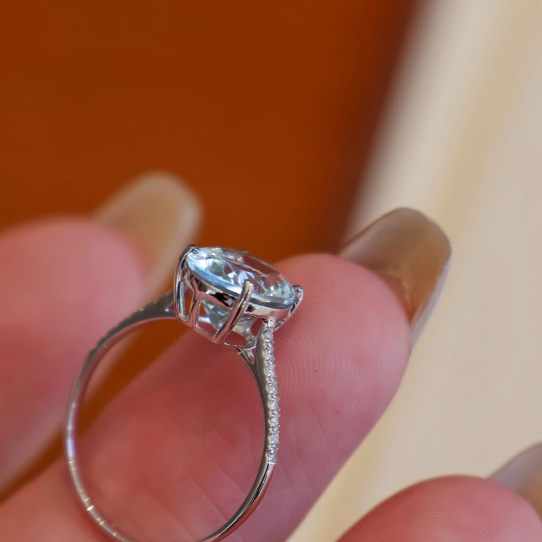 14k Gold 2.4 Ct Natural Aquamarine & Diamond Ring - 3