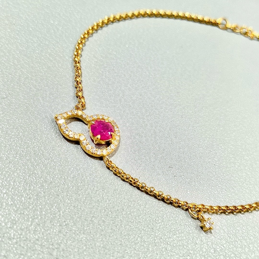 14k Gold 0.61 Ctw Natural Ruby & Diamond Bracelet - 3