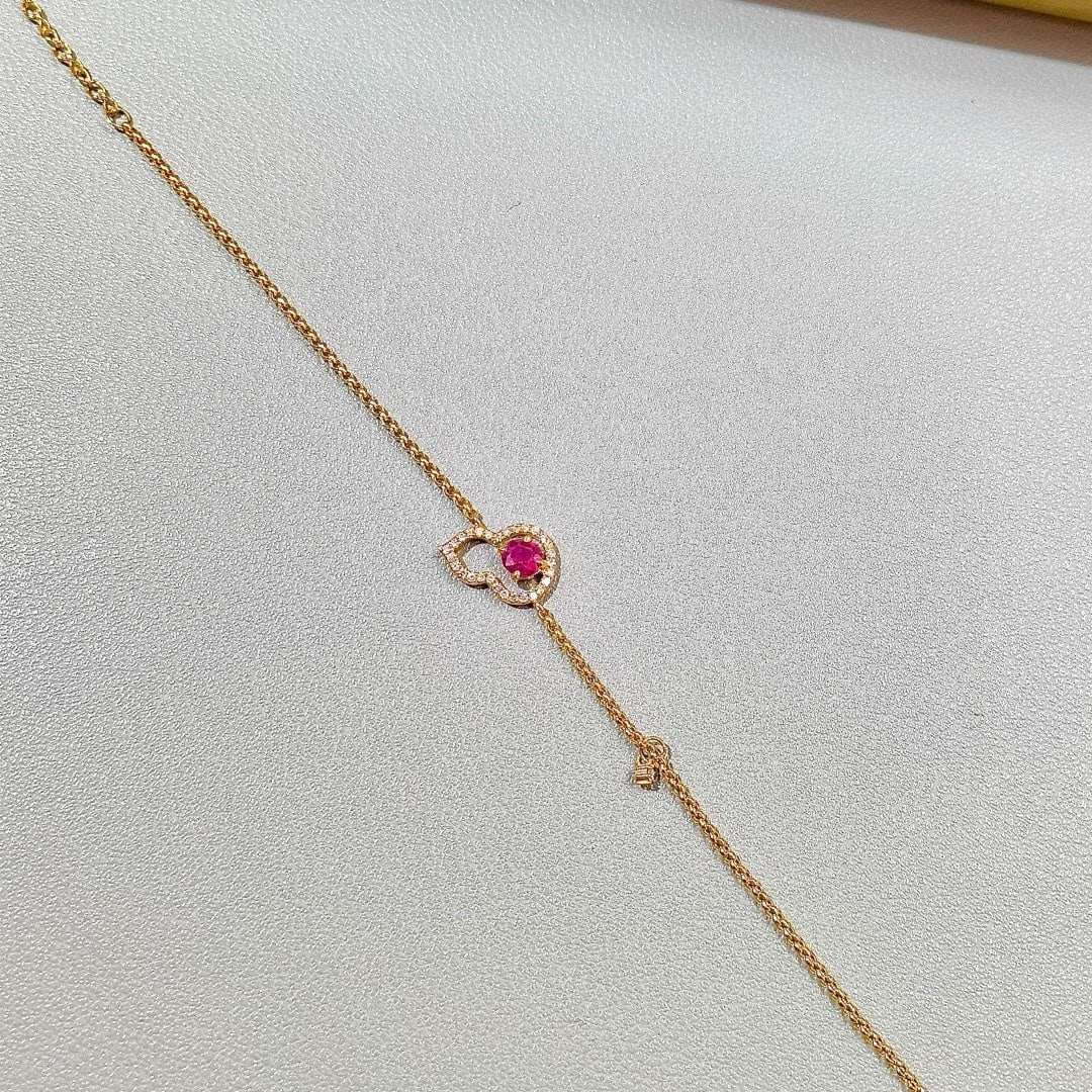 14k Gold 0.61 Ctw Natural Ruby & Diamond Bracelet - 5