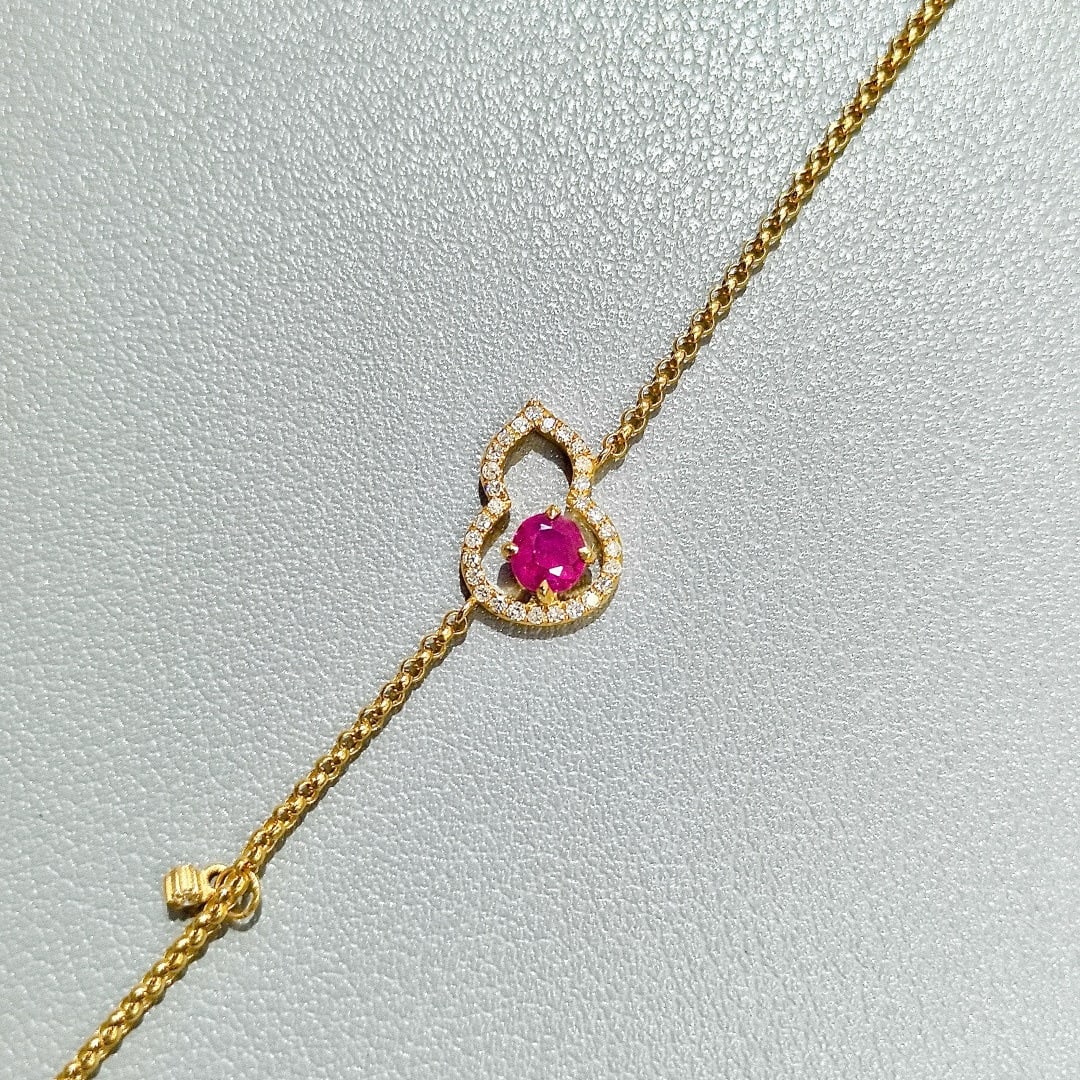 14k Gold 0.61 Ctw Natural Ruby & Diamond Bracelet - 6