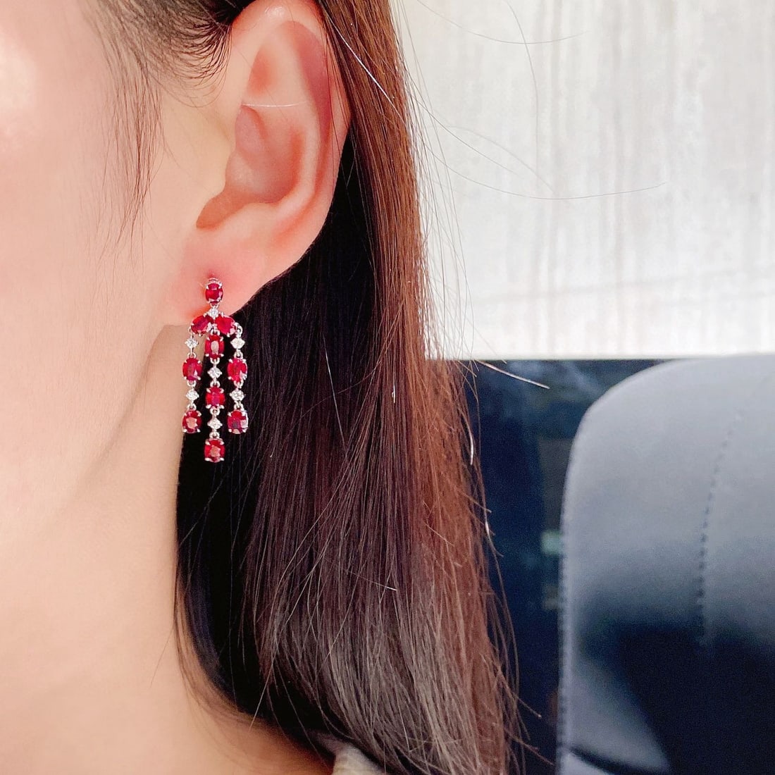 14k Gold 4.11 Ctw Natural Ruby & Diamond Earrings - 3