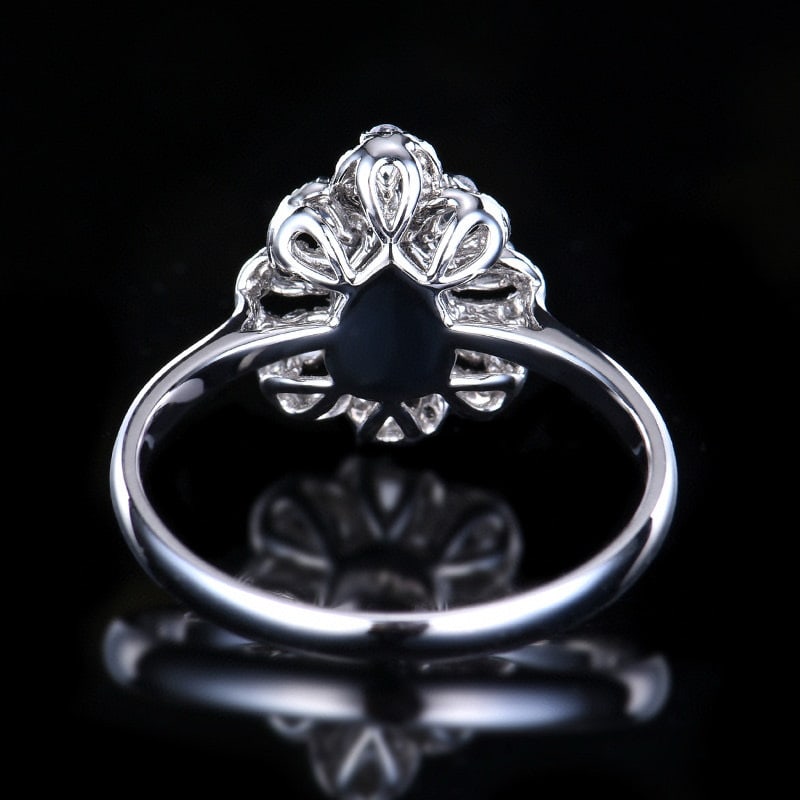 14k Gold 0.55 Ct Natural Sapphire & Sapphire & Diamond Ring - 5