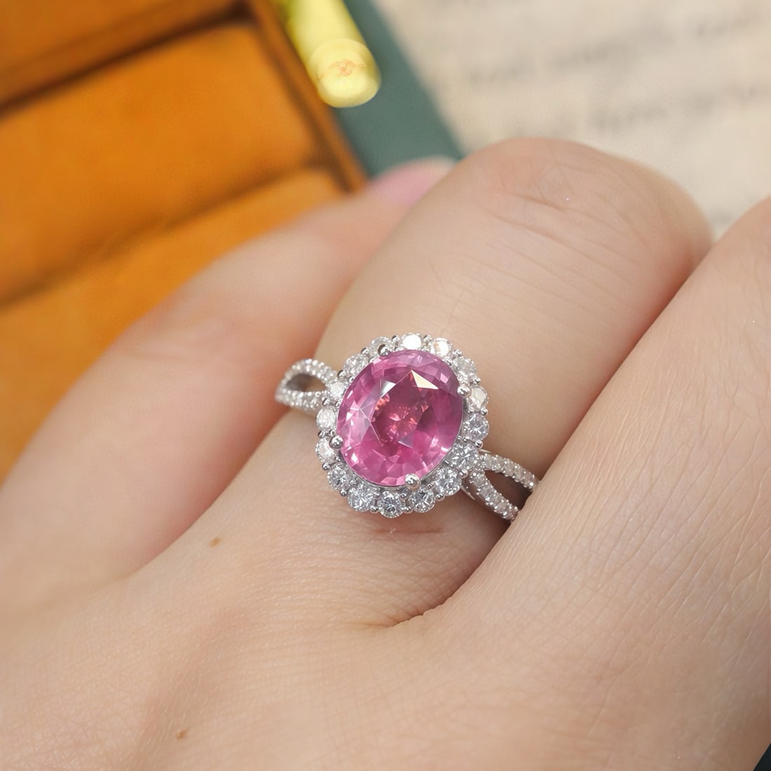 14k Gold 2.50 Ctw Natural Spinel & Diamond Ring - 5