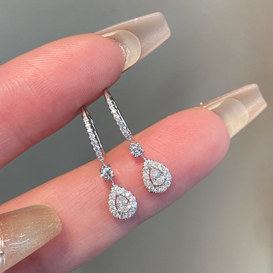 14k Gold 0.5 Ct Natural H Diamond Earrings - 2