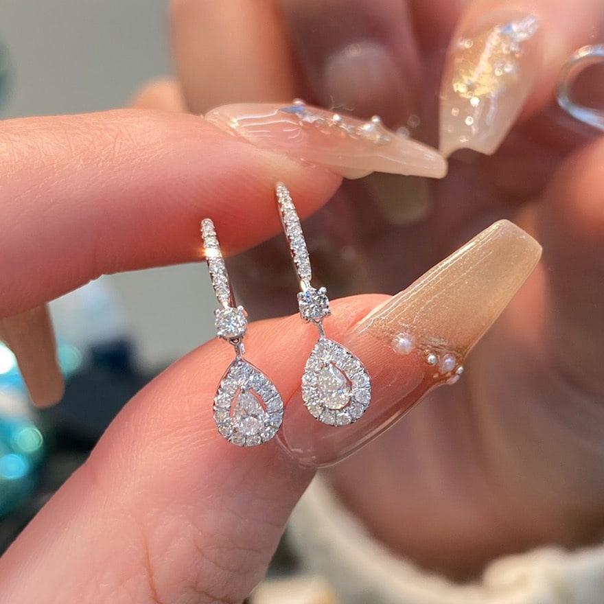 14k Gold 0.5 Ct Natural H Diamond Earrings - 4