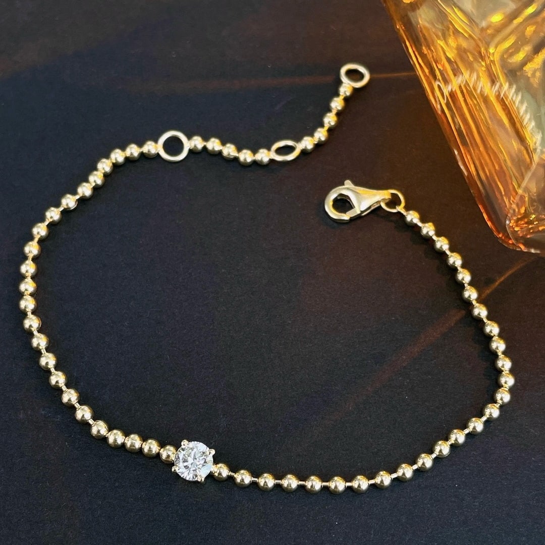 14k Gold 0.3 Ct Natural H Diamond Bracelet: Ref:231090164 // gold content:14k gold // main gemstone:diamond // shape:round // carat weight:0. 3ct // clarity grade:vs-si // color:h // treatment:natural // cut grade:g // Condition: NewHigh