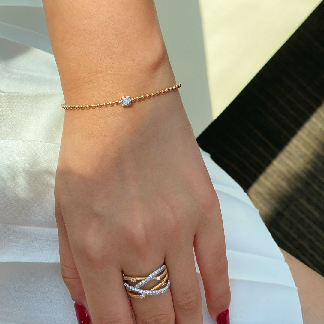 14k Gold 0.3 Ct Natural H Diamond Bracelet - 6