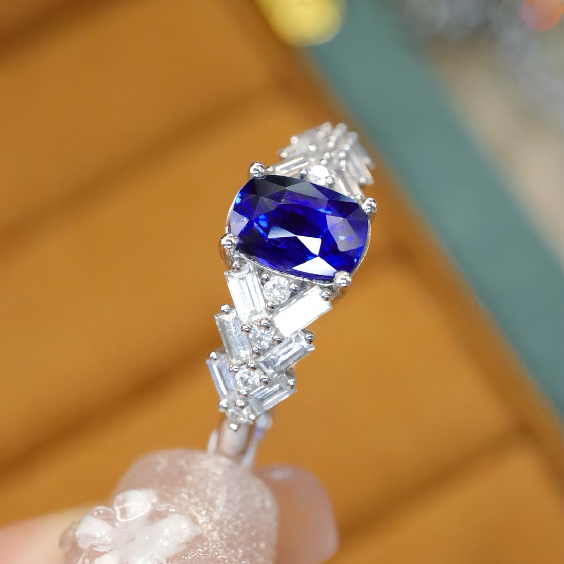 14k Gold 1.57 Ctw Natural Sapphire & Diamond Ring - 3