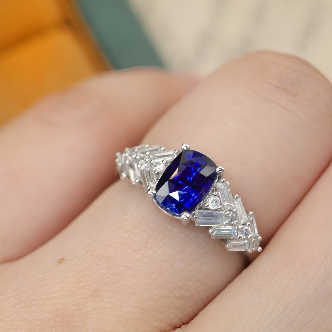 14k Gold 1.57 Ctw Natural Sapphire & Diamond Ring - 5