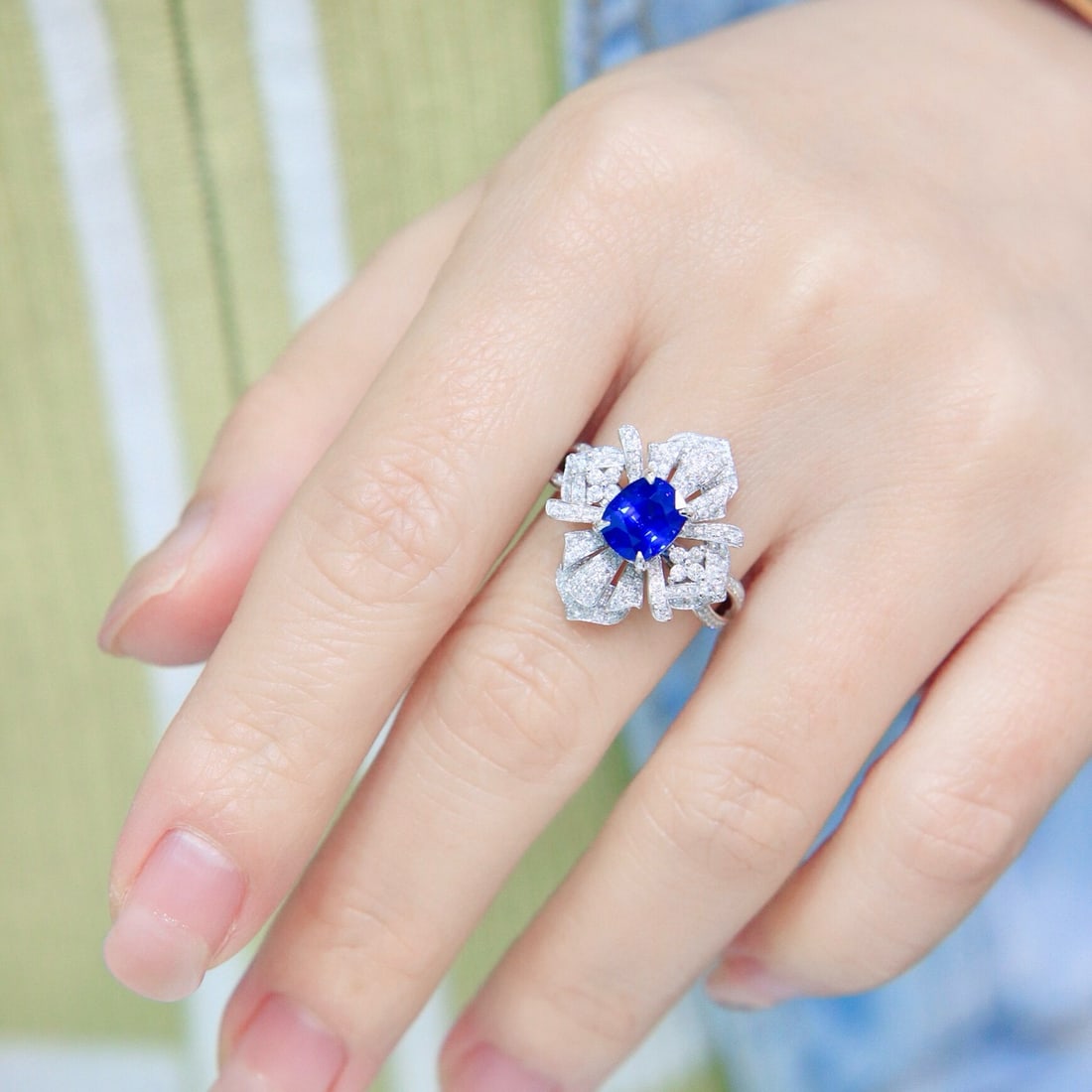 14k Gold 2.71 Ctw Natural Sapphire & Diamond Ring - 8