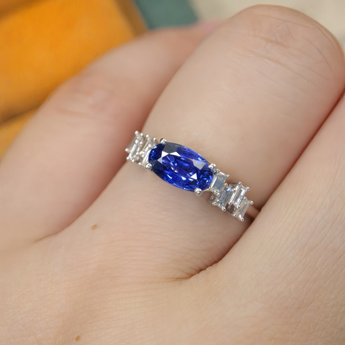 14k Gold 1.56 Ctw Natural Sapphire & Diamond Ring - 5