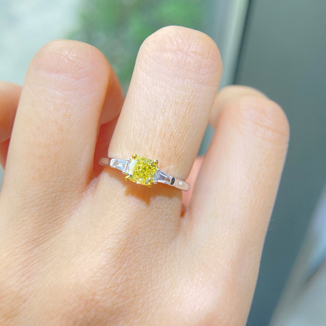 Gia Certified 14k Gold 1.17 Ctw Natural Yellow Diamond & Diamond Ring - 3